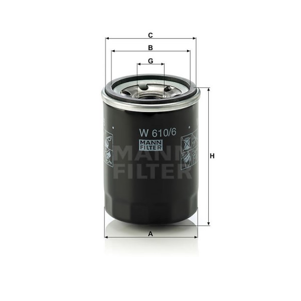 Φίλτρο Λαδιού MANN W 610/6 Φίλτρο Λαδιού MANN W 610/6
